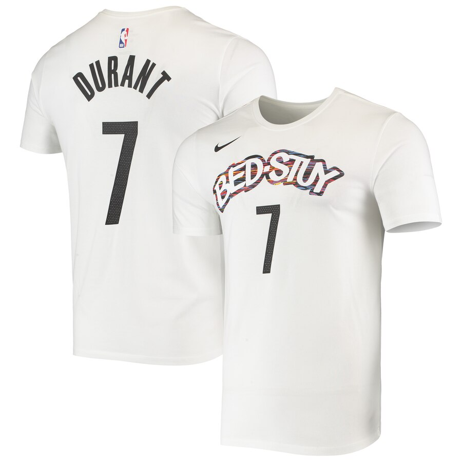 Men 2020 NBA Nike Kevin Durant Brooklyn Nets White 201920 City Edition Name  Number TShirt->nba t-shirts->Sports Accessory